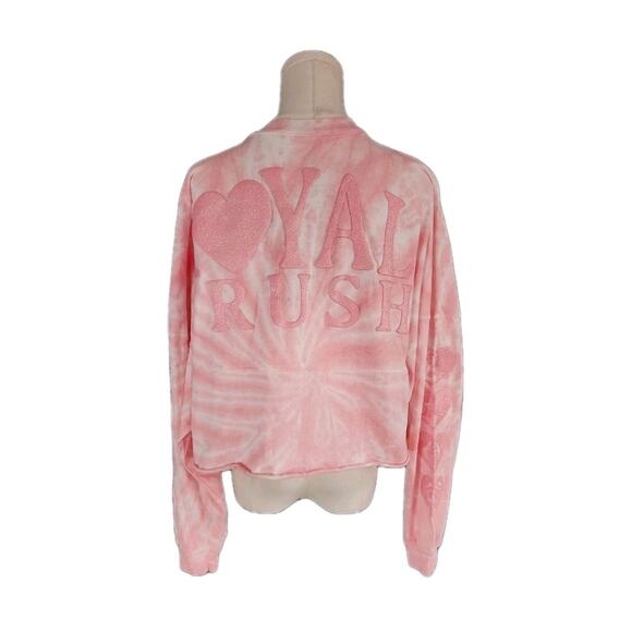 Nwt Disney Prince Cropped Spirit Jersey Royal Crush Pullover TieDye Pink Top Med - Picture 3 of 9
